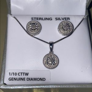 925 Diamond Necklace/Earrings